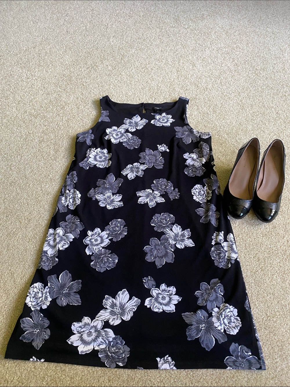 Ann Taylor Black Floral Sleeveless Mini Dress